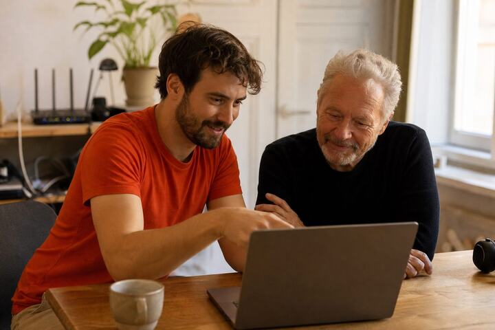 IT help at a laptop