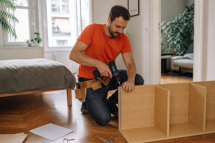 Technician repairing a piece of furniture